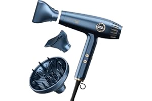 Infiniti PRO by CONAIR DigitalAIRE 2.0 Hair Dryer, 1875W Frizz-Reducing Ionic Hair Blow Dryer with Diffuser, Up to 5X More Speed and 90,000 RPMs for Advanced Drying Power, Blue