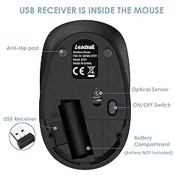 LeadsaiL Wireless Mouse for Laptop, 2.4GHz Silent
