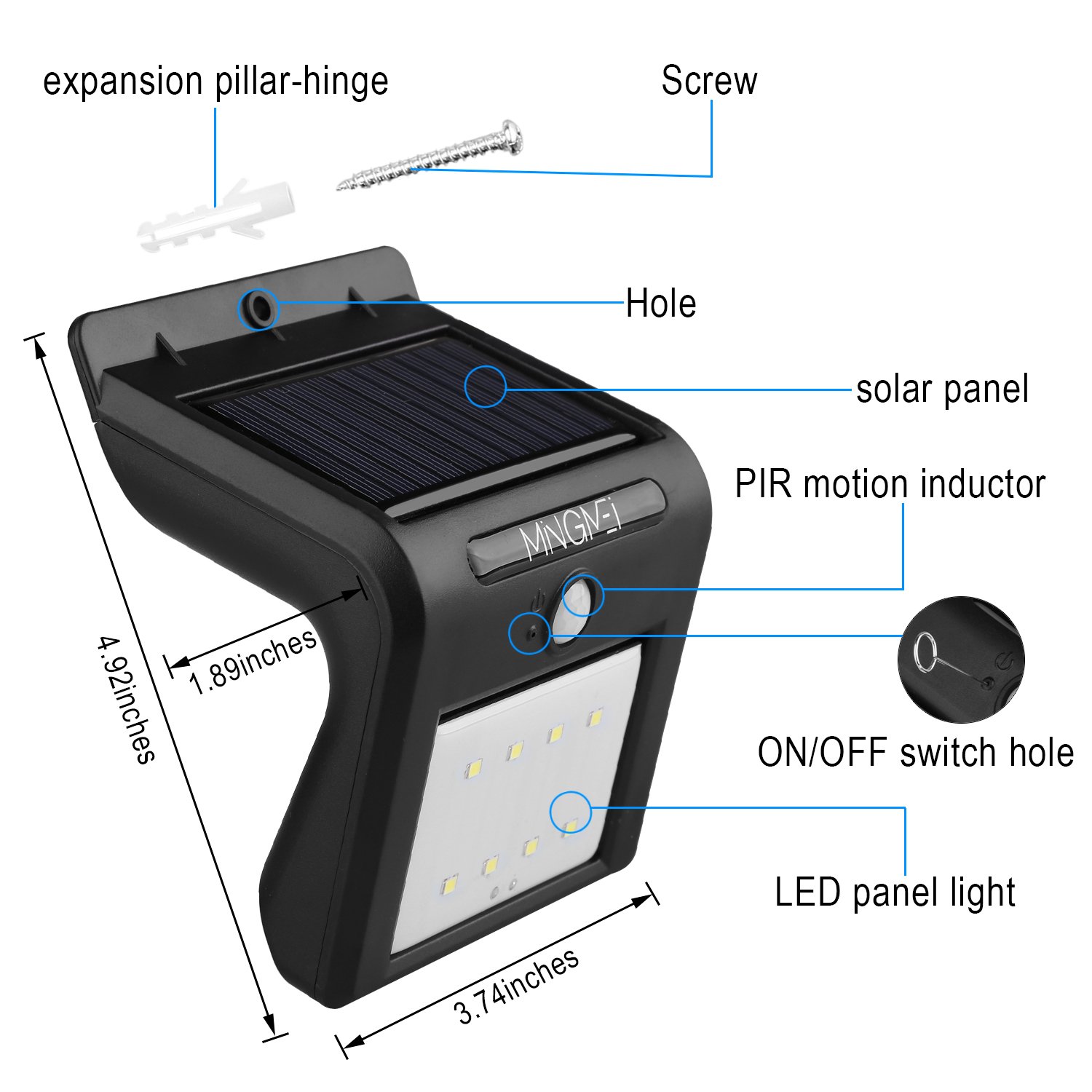 8 LED Solarleuchte mit Bewegungsmelder, Tegrace Wetterfeste Solarleuchte Garten, 8 Helle LED Solarlampe Außenleuchten für Garten usw (2 Stück)