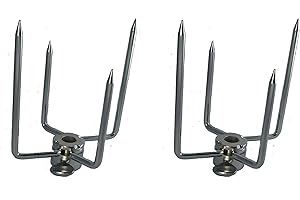 ONEGRILL BBQ PRODUCTS OneGrill Chrome Steel Grill Rotisserie Spit Rod Forks (Fits: 1/2 Inch Hexagon, 3/8 Inch Square, 1/2 Inch Round)