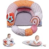 MIIMER 2-in-1 Tummy Time Baby Mat & Seated Support Pillow, Tummy Time Cushion with Detachable Support Prop and Toys, for Early Development Support for Newborns and Older Babies