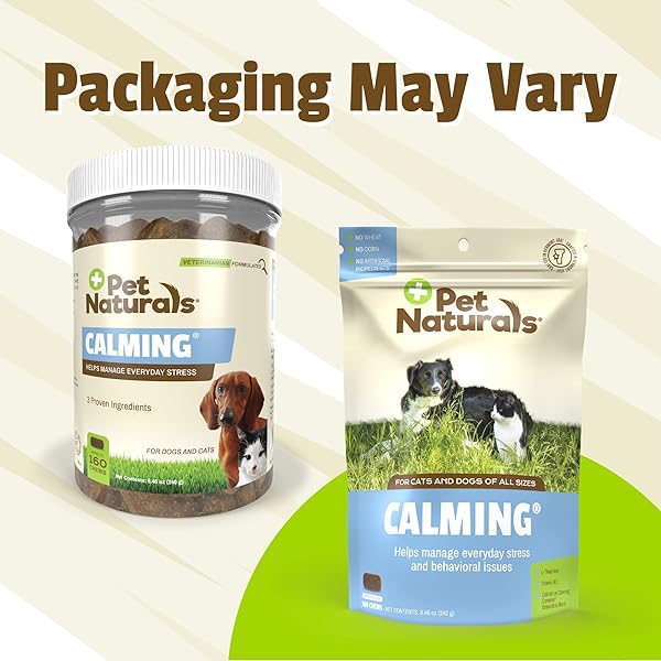PET NATURALS CALMING CHEWS FOR DOGS AND CATS, ANXIETY RELIEF WITH GENTLE INGREDIENTS FOR THUNDER, FIREWORKS, TRAVEL, GROOMING, VALUE SIZE CALMING PET TREATS, CHICKEN FLAVOR, 160 COUNT