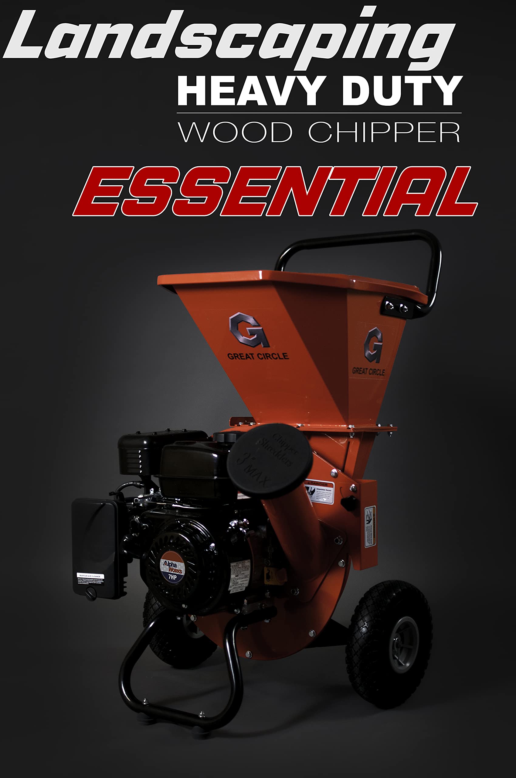 GreatCircleUSA Wood Chipper Shredder Mulcher Heavy Duty Gas Powered 3