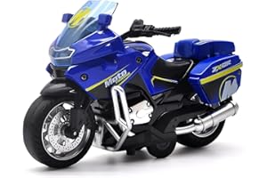 CYYSFIVQZ Toy Motorcycle Model - Pull Back Vehicles with Sounds and Lights, Motorcycle Toys for Kids 3-9, for Youngsters who are into Collectible Scaled Cars and Motorcycles (Blue)