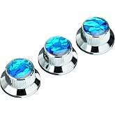 Guyker Top Hat Potentiometer Control Knobs with 6.3mm Dia. Shaft Pots - 3PCS CNC Aluminium alloy Bell Speed Tone Volume Switch Knob Replacement for Electric Guitar or Precision Bass, Chrome CKB019B