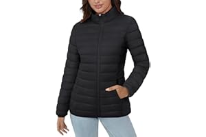MAGCOMSEN Women's Quilted Puffer Jacket Lightweight Stand Collar Outerwear Full Zip Coats with 4 Pockets