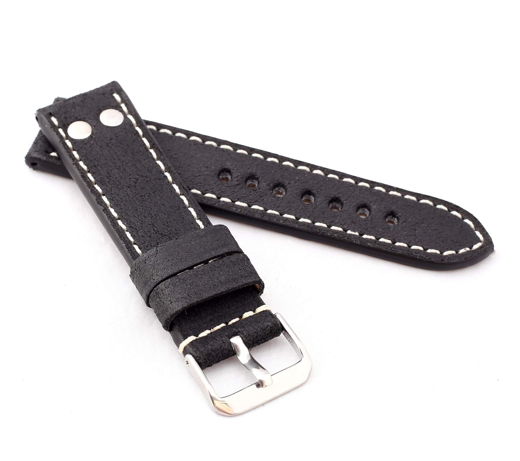 RIOS 1931 Unisex Vintage Leather Watch Strap Chesterfield 24mm