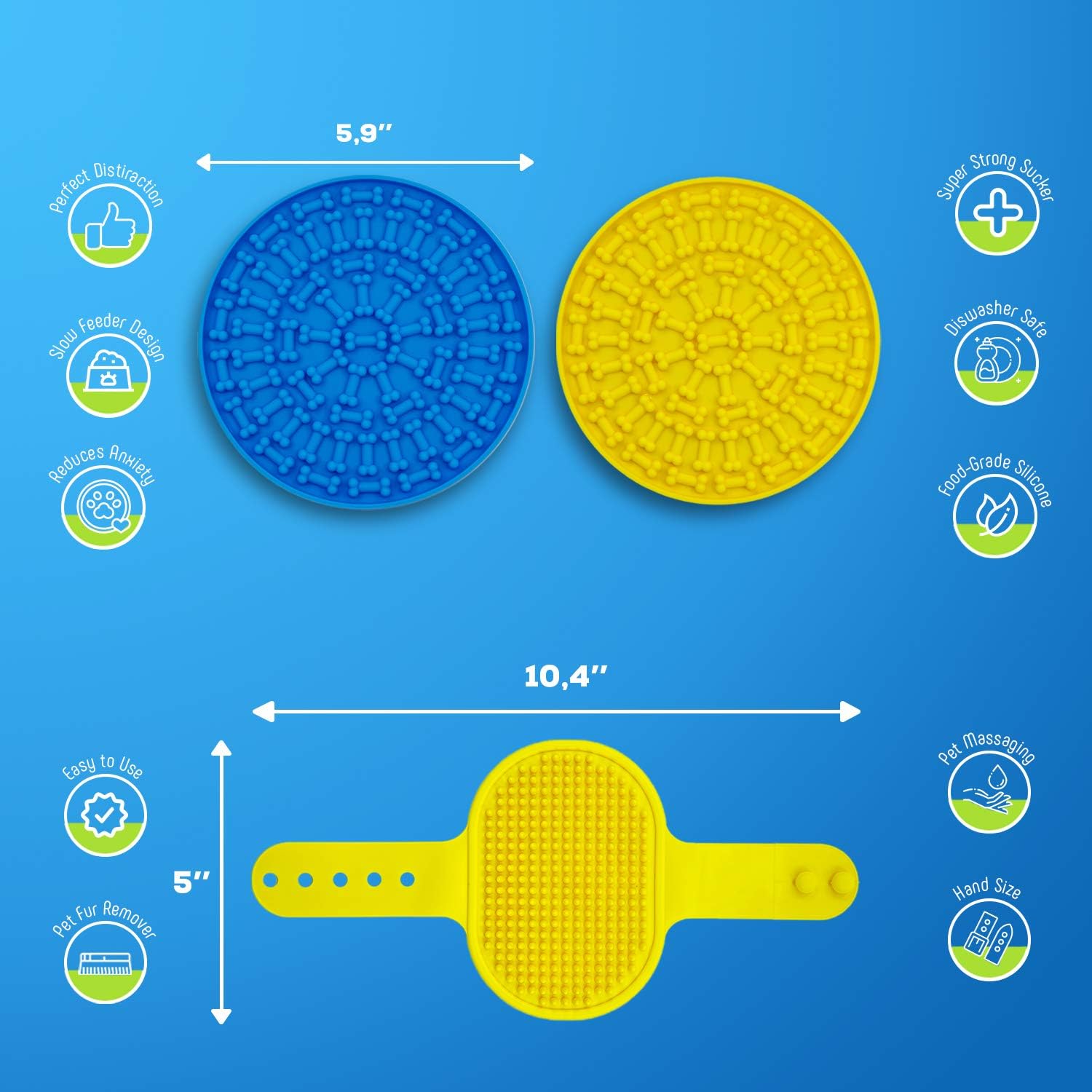 SIMYAH Dog Lick Mat Grooming Brush - Bathing Lick Mat for Dogs Bath Scrubber Licking Pad for Dog Wash with Strong Suction Grooming Dog Bathing and Slow Feeder Dog Trainer