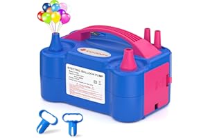 ID IDAODAN IDAODAN Electric Balloon Pump, Portable Electric Balloon Blower Machine Balloon Air Pump Dual Nozzle Rose Red 110V 600W Balloon Inflator for Party Decorations