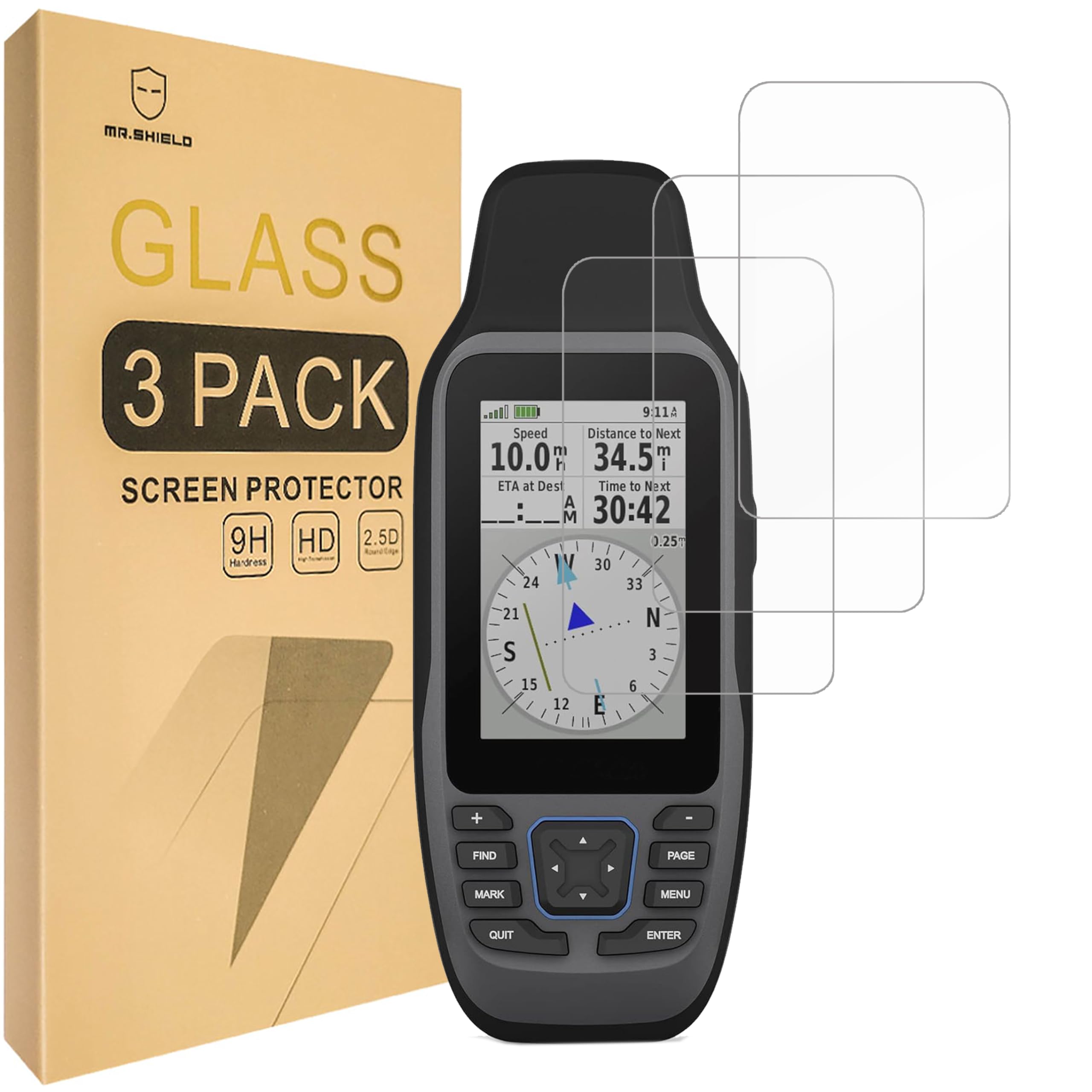 Mr.Shield Screen Protector compatible with Garmin GPSMAP 79s / GPSMAP 79sc [Tempered Glass] [3-PACK] [Japan Glass with 9H Hardness]