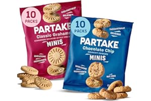 PARTAKE FOODS Gluten Free Partake Crunchy Chocolate Chip Cookies + Classic Graham Crackers Variety Pack - Vegan - Free From the Top 9 Allergens Including Dairy, Wheat, Soy, Eggs, & Peanuts - Non GMO - Safe School & Office Snack (20 Packs, 0.67 oz)