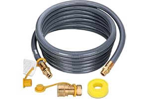 KNOCOKIE 30FT 3/4" ID Natural Gas Hose with Quick Connect 3/4" ID Natural Gas Hose with Quick Connect Fittings for NG/LP Propane Appliances, Grill,Patio Heaters,Generators, Indoors & Outdoors