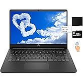 HP 14" Thin Light Touchscreen Laptop, Intel Dual-Core N4020, 8GB DDR4 RAM, 128GB Storage(64GB eMMC+64GB Micro SD), Webcam, 1-Year Office, Win 10 Bundle with GalliumPi Mousepad (Black)