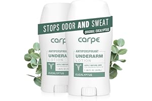 Carpe Underarm Antiperspirant and Deodorant, Clinical strength antiperspirant with all-natural eucalyptus scent, Combat excessive sweating and stay fresh. Great for hyperhidrosis (Pack of 2)