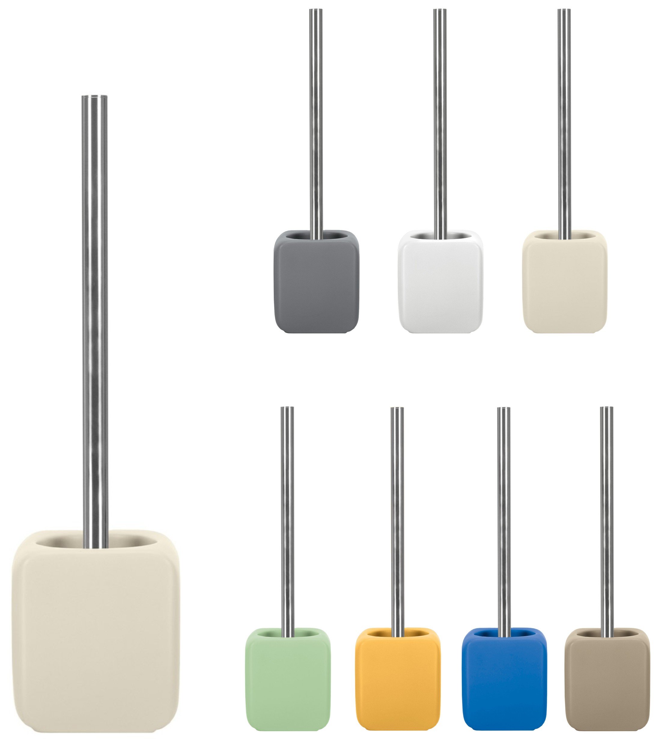 KW Cube Ceramic Toilet Brush and Holder (Cream)