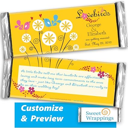 Envoltorios Personalizados Para Bares De Caramelo Boda Regalo Aniversario Boda Amor De Pajaros Fiesta Personalizado 36 Kit De Envoltorio Se Adapta A Caramelos De Chocolate De Hershey S Amazon Com Grocery Gourmet Food
