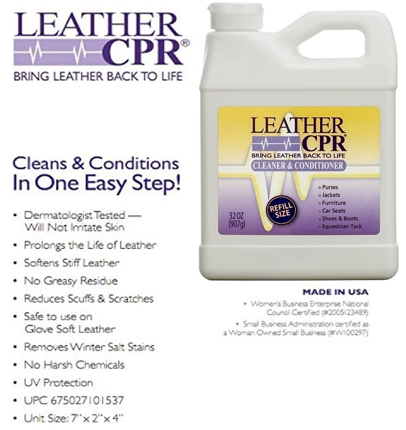 Leather CPR 32oz Bottle IrritantFree Leather Cleaner Conditioner for