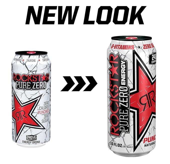Amazon Com Rockstar Energy Drink Pure Zero Energy Drink Punched 16 Fluid Ounce Pack Of 24 6930010 Grocery Gourmet Food