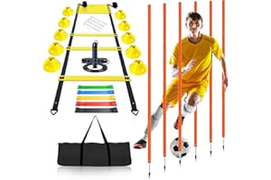 Haootadiy Soccer Agility Training Poles Equipment |Adjustable Soccer Equipment for Training Includes 6 Flexible Agility Poles