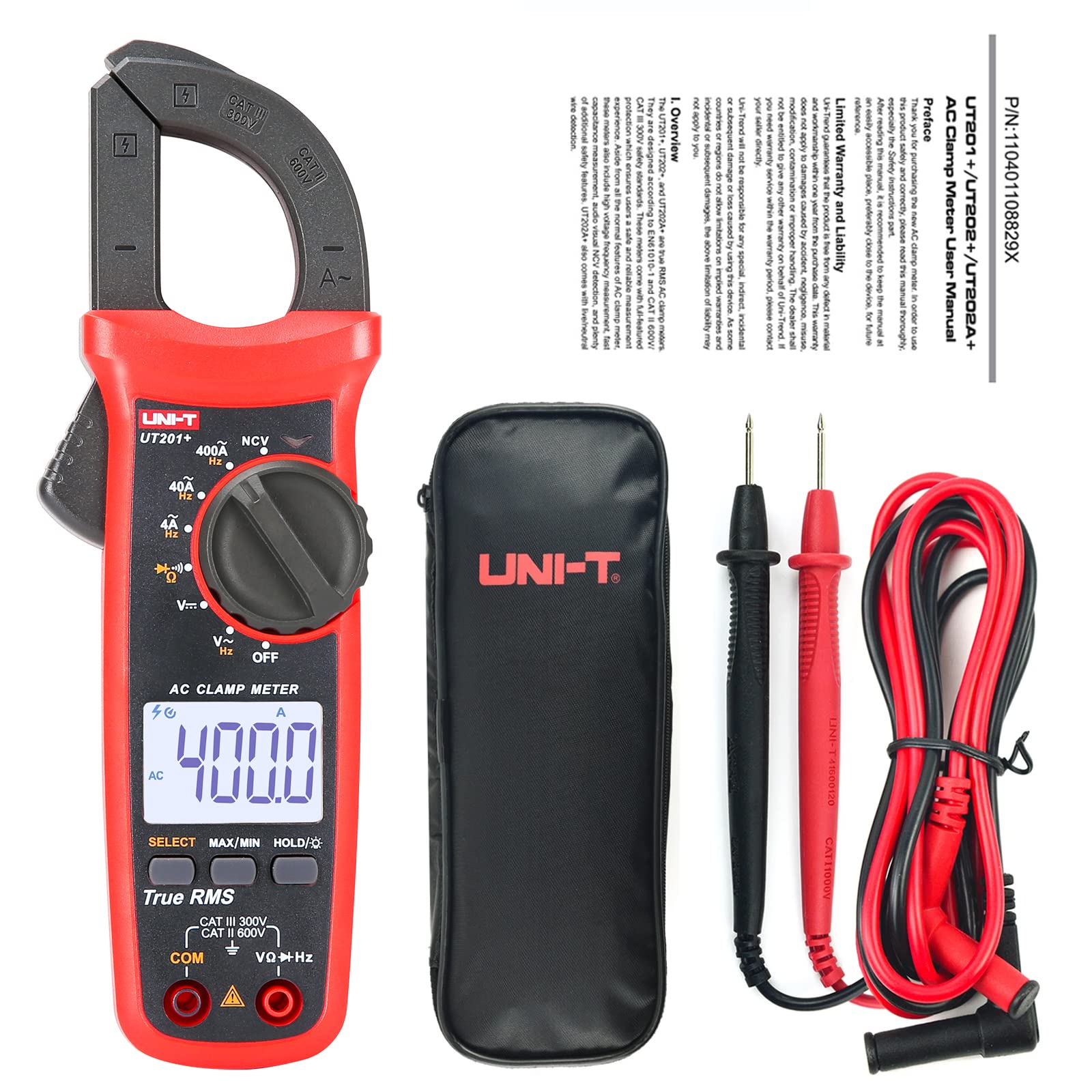 UNI-T UT201+ Digital Clamp Meter 4000 counts Multimeter auto range true RMS clamp meter DC current meter