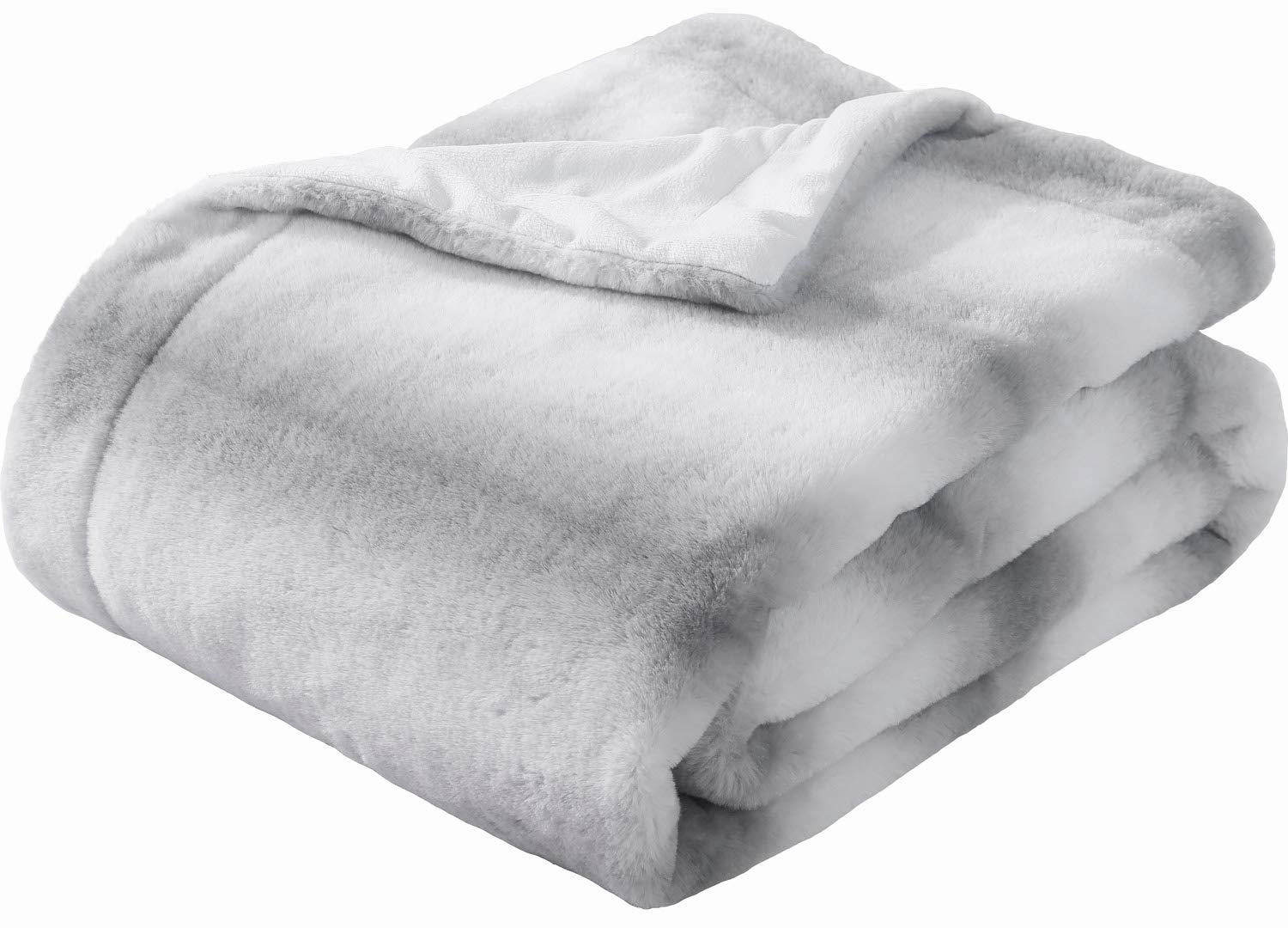 SEDONA HOUSE Faux Fur Throw Blanket - Super Soft Fuzzy Faux Fur Cozy Warm Fluffy Beautiful Plush Microfiber Throw Blanket, Grey Stripe
