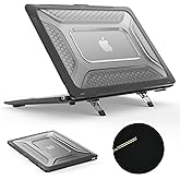 SEYMAC stock Case for MacBook Air 15 inch, Shock-Absorbing Protection with Folding Stand &Mouse Pad Case for MacBook Air 15 inch, Black
