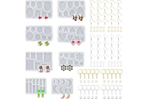 RESIN GO Resin Jewelry Molds, 128 Pcs Multiple UV Resin Earring Mold with Holes, Basic Epoxy Keychain Kits Bundle Complete Set, Necklace Pendant Moldes para Resina Epoxica for Female