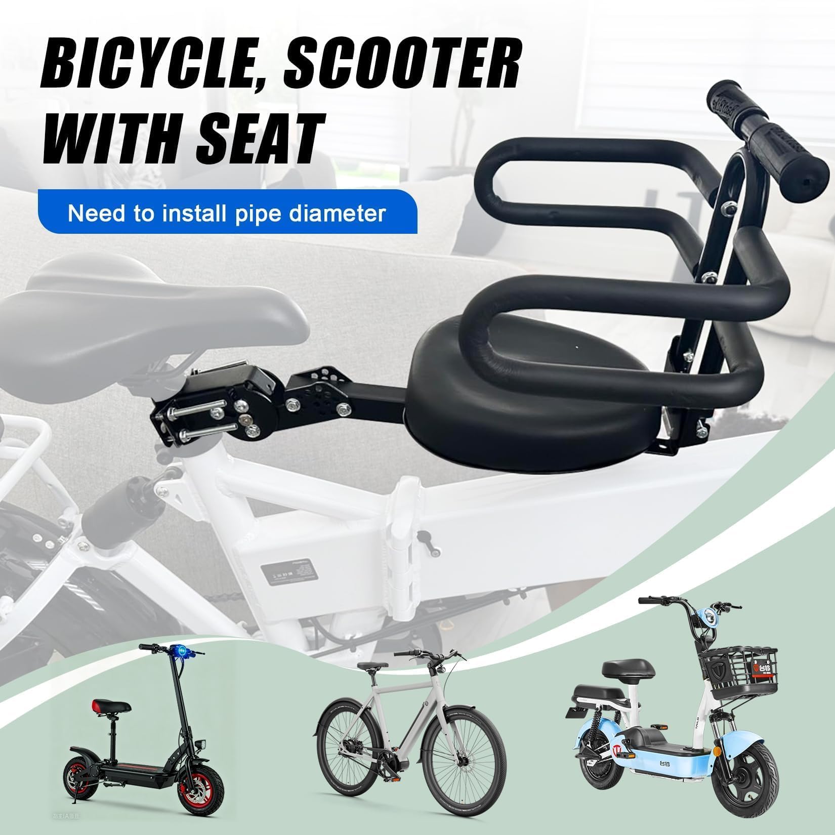 Condition photo showing New/Like New for psler tandem bike seat, thicken bike seat for adult bike & electric scooter with seat, adjustable 35