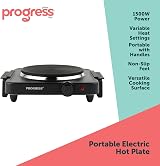 Progress EK4353P Single Electric Hot Plate 1500W Camping Stove view 2