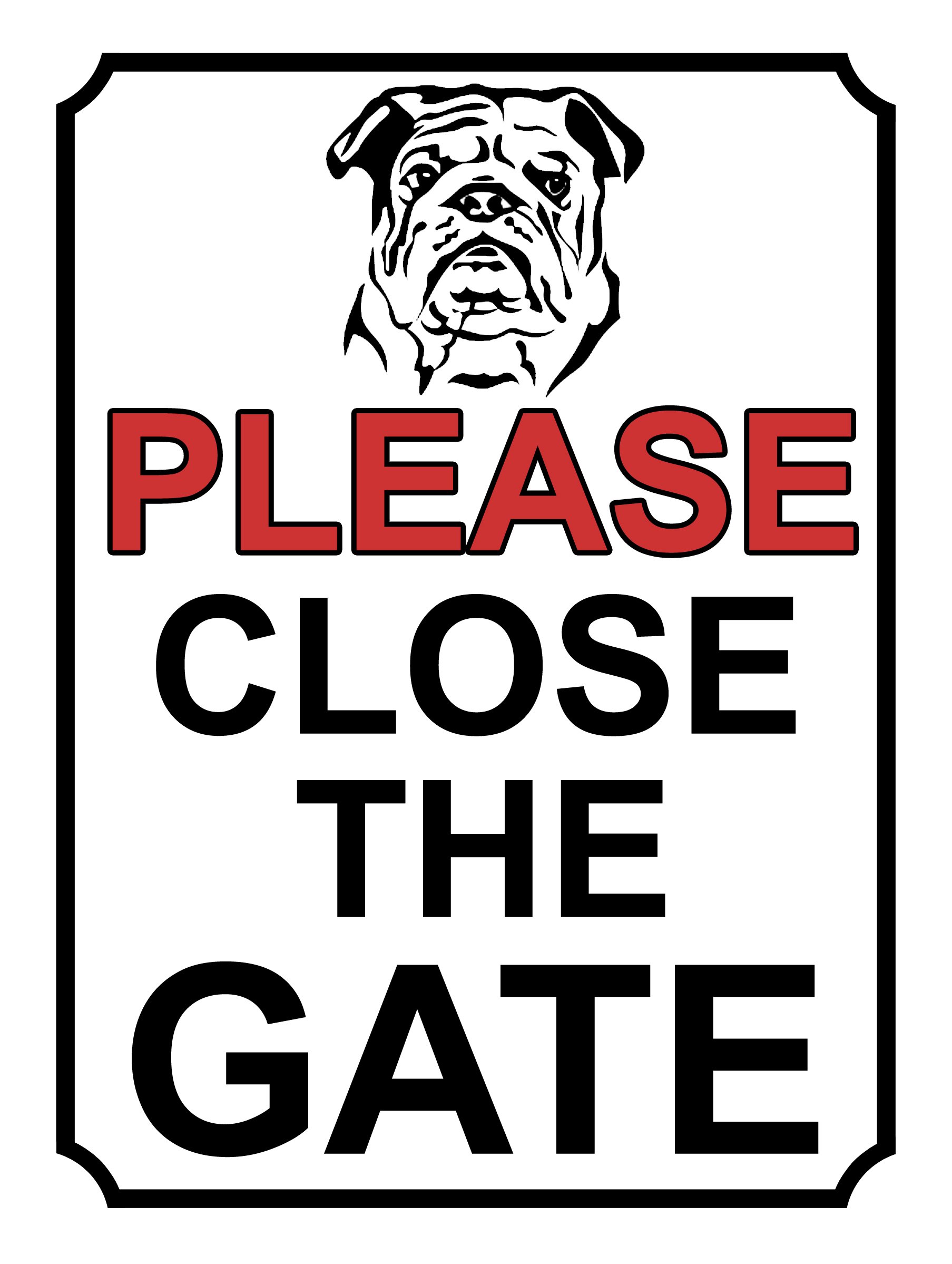 SHAWPRINT PLEASE CLOSE THE GATE DOG THEME METAL SIGN 267MM X 200MM (391H1L) LARGE 10" X 8"