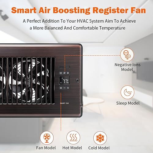 quiet register booster fan with thermostat control