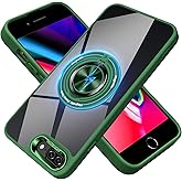 JUNAUTTB for iPhone 8 Plus/iPhone 7 Plus Case Compatible with Magnetic,with Ring Holder,Transparent Hard PC Scratchproof Bracket Phone Case 5.5inch,Green JUS12-35
