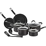 Amazon Basics Hard Anodized Non-Stick 12-Piece Cookware Set, Black - Pots, Pans and Utensils