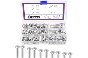 Swpeet 200Pcs M6 × 6mm 10mm 14mm 20mm 25mm Solid Aluminum Brazier Head Rivets, Aluminum Rivet, Plain Finish, Universal Head, 