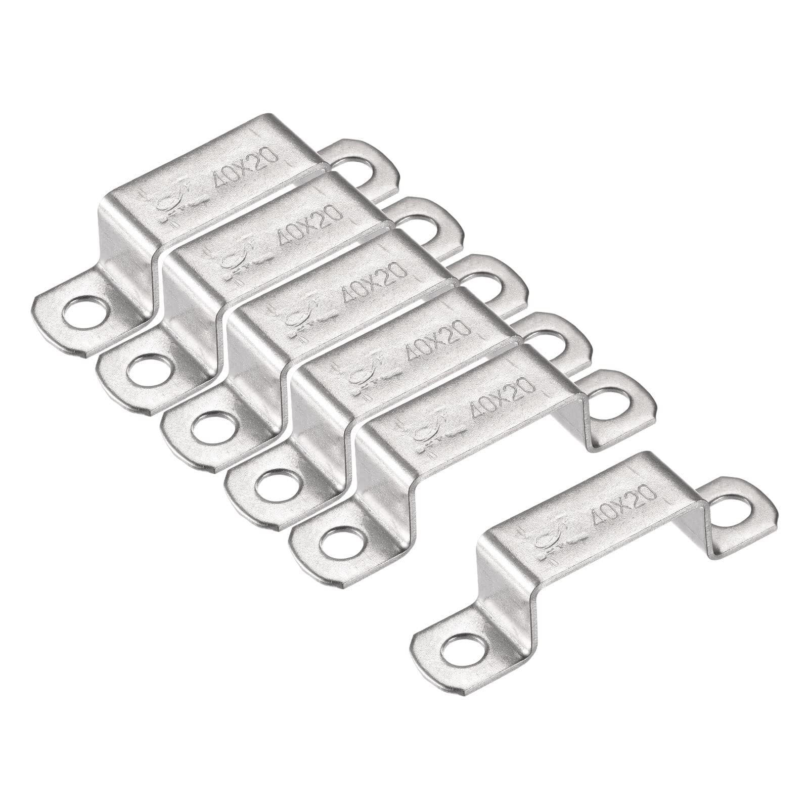TA-VIGOR 6Pcs U Shaped Connector Bracket, 40mm x 20mm Stainless Steel Bracket Stainless Steel Pipe Clamp, Heavy Duty Conduit Clamps for Door Closed Bar Holder Strut, Pipe Tube Wire Fixing