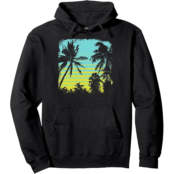 Amazon.com: Trendy Blue Gradient Shutter Palm Trees Pullover