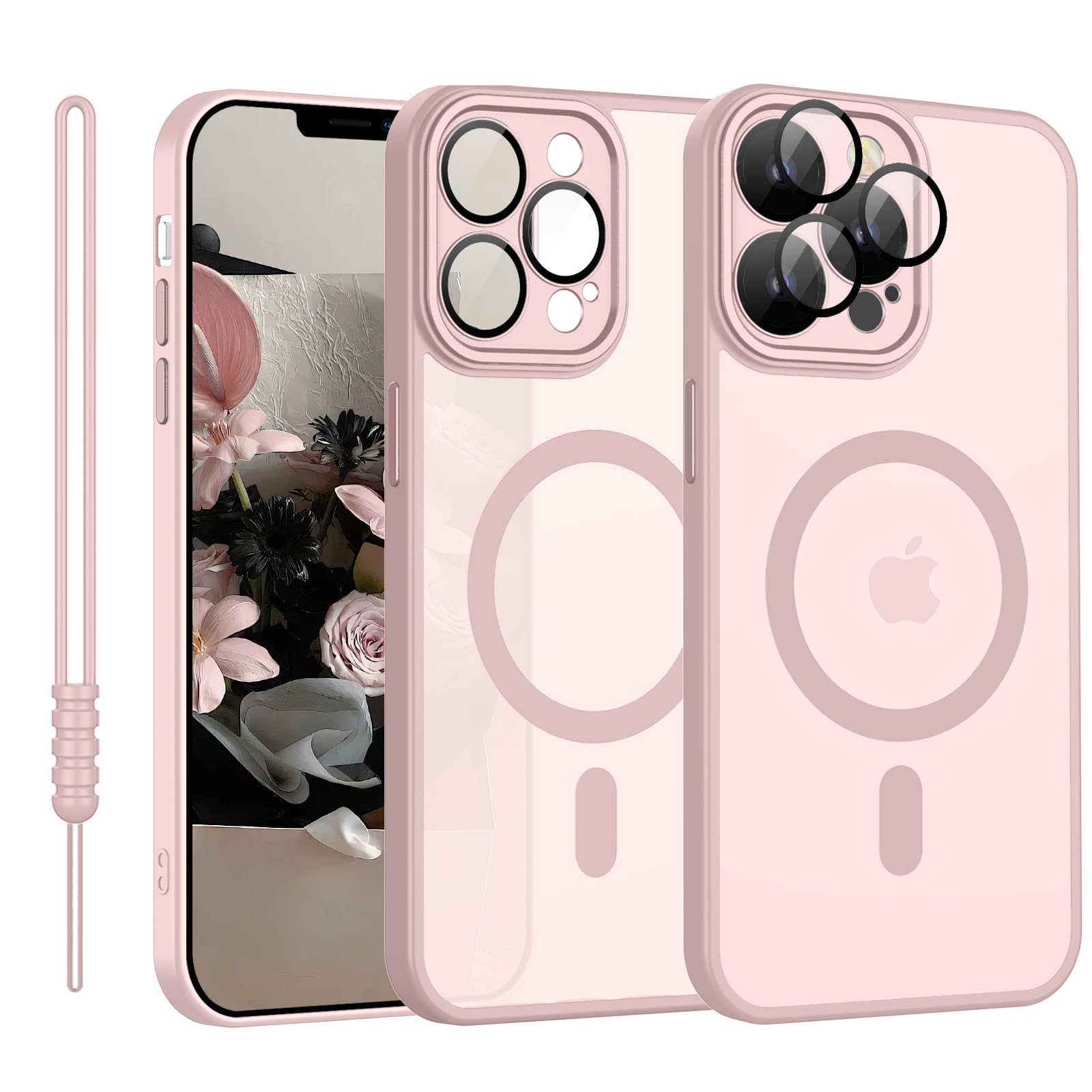 YUANDMI iPhone 13 Pro Max Case, Phone Case iPhone 13 Pro Max Magnetic Matte Touch Camera Protection, Anti-Yellow, Non-Slip, Scratch-Resistant Protective Case for iPhone 13 Pro Max Pink — image 1