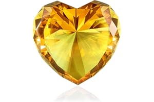 QIANWEI Amber Crystal Diamonds Paper Weights, Heart Shape Real Crystal Diamond Glass Gems Paperweight for decoration 80mm, Big Diamonds Home Office Decor Valentine's Day Gift Wedding Favors with Gift Box