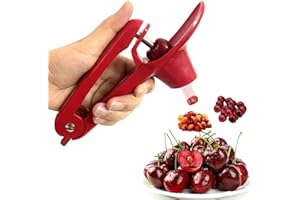 FANLORY Cherry Pitter Tool - Heavy-Duty Stainless Steel Pitting Tool, Portable Cherries Corer Stoner Seed Tool with Lock Design, Fruit Pit Remover for Cherry Jam (Red)
