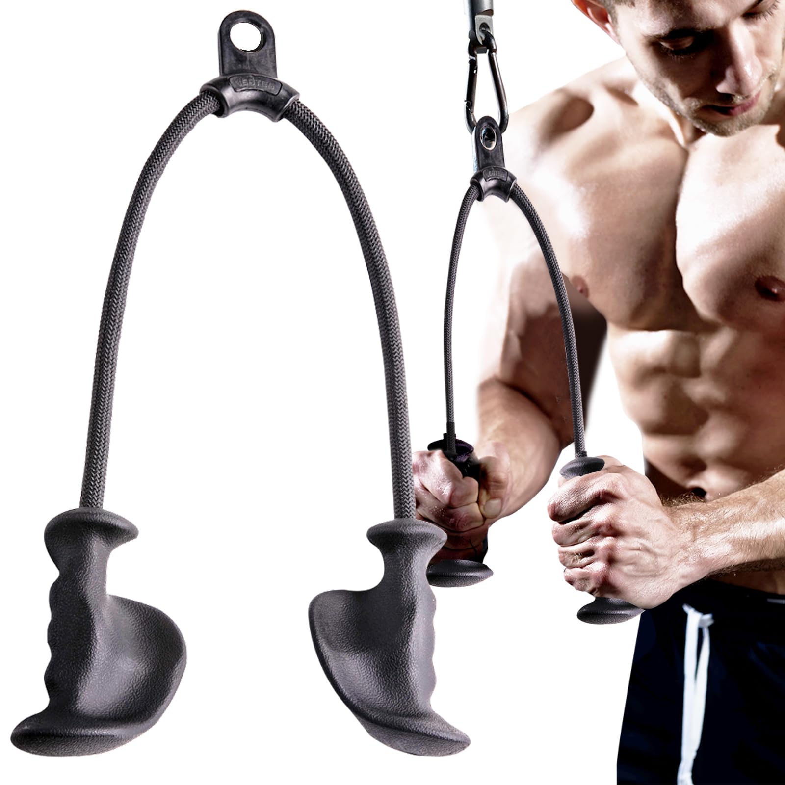 Dolity] Tricep Pull Down Attachment Tricep Rope Versatile LAT Pulldown Pulley System Cable Machine Attachment For Back Gym Workout I.89116523