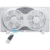 BEYOND BREEZE 9" Blades Twin Window Fan, 3-Speed 3-Function Expandable Dual Window Fan with Reversible Airflow Blades and Rem