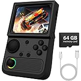 R36T Retro Game Console, Handheld Game Console with 3.5in IPS HD Screen, Video Game Consoles Supports WiFi Networked Fighting and OTG, 3500mAh Battery, 64GB TF Card, Black