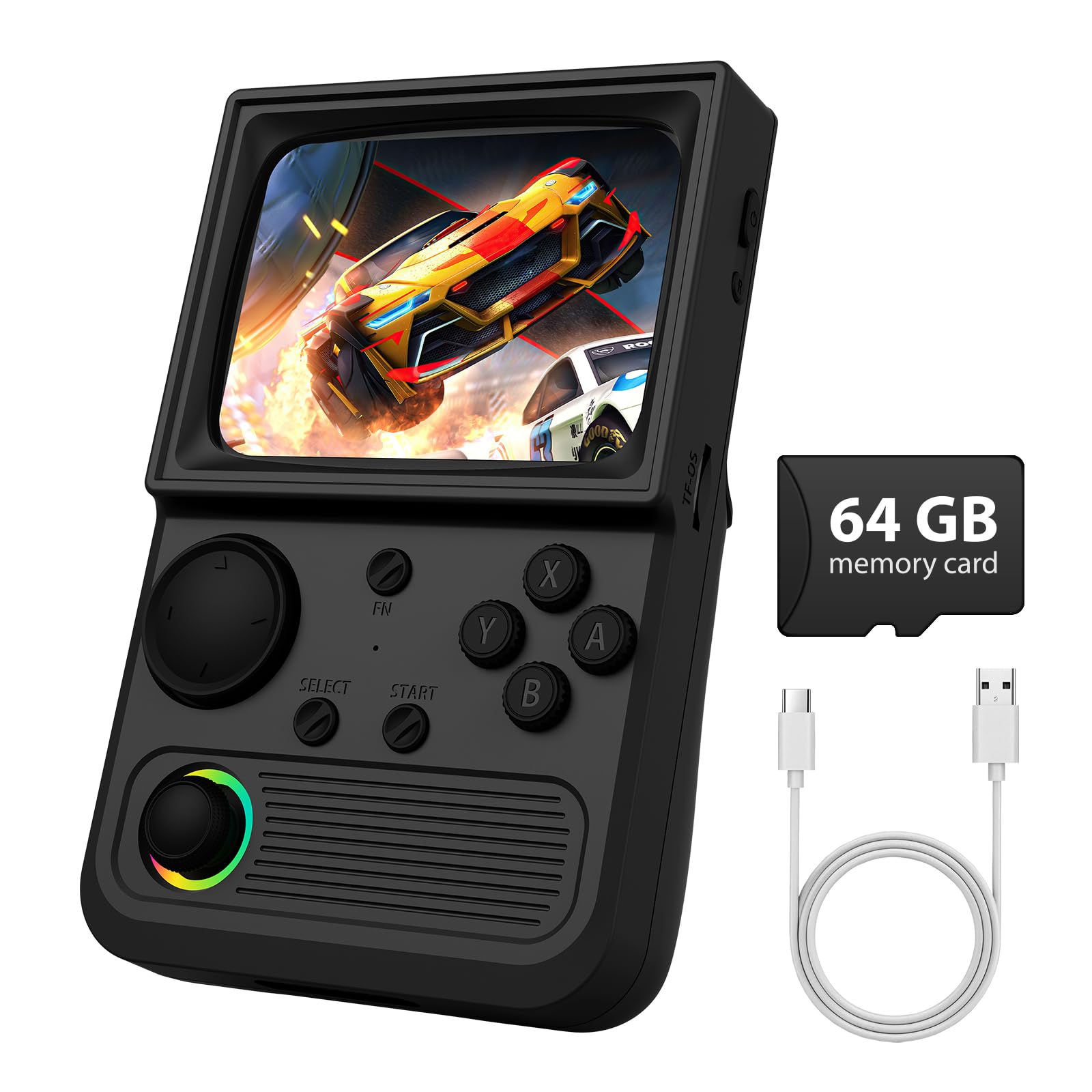 Photo 1 of ***GAME ONLY**R36T Retro Game Console, Handheld Game Console with 3.5in IPS HD Screen, Video Game Consoles Supports WiFi Networked Fighting and OTG, 3500mAh Battery, 64GB TF Card, Black