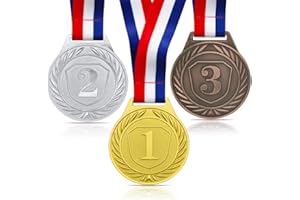 DONRIME 3 Pieces Medals for Awards, 2.56 Inch Gold Silver Bronze Metal Medals Olympic Decorations Winner Medals with Ribbon Necklace for Sports Day Prizes, Gymnastics Competitions, Party Gifts, Kids Adults