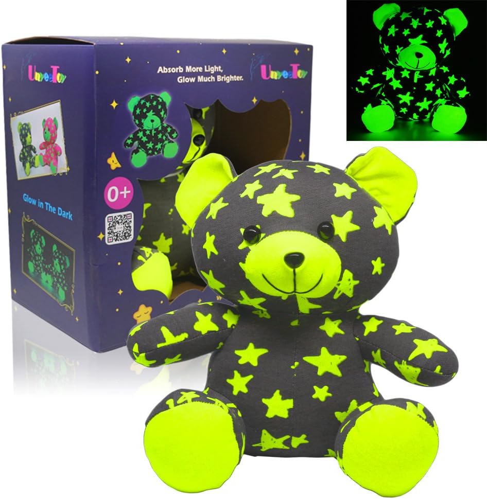 UnyeeToy Star Bear | Glow-in-The-Dark Baby Sleep Aid Luminous Stuffed Animal Toy Gift 10inch Medium Size - Batteries Not Required (Brother Bear)