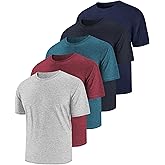 Workout Shirts for Men Dry Fit Gym Fishing Swim Running T Shirts Sun UPF 50 UV Protection Tee Summer Casual Clothes Crew Neck Polyester Tshirts 5 Pack M