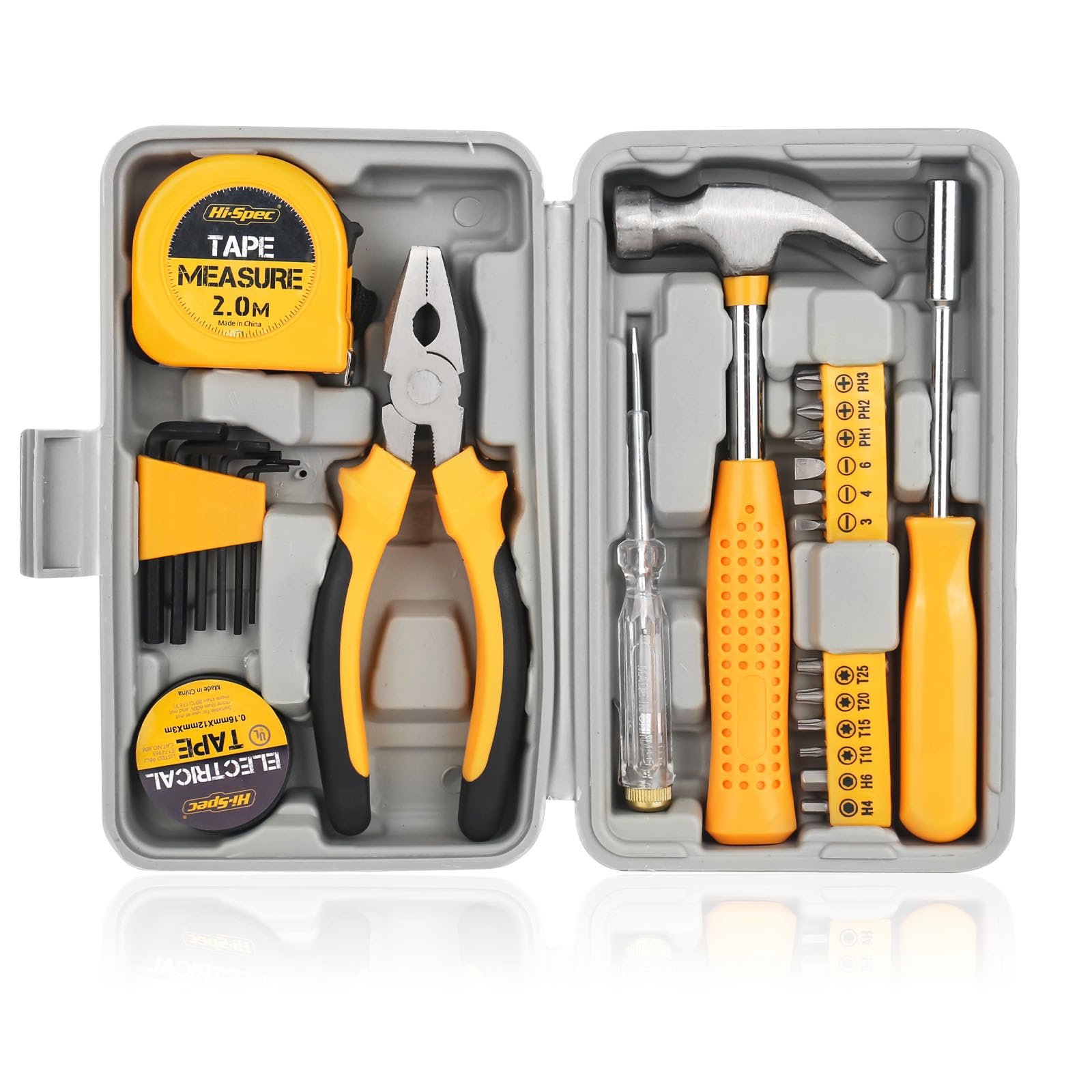 XTDMJ 24pcs Yellow Tool Kit, Household DIY Tool Kit Small Tool Kit, Starter Basic Ladies DIY Tools for Home & Office