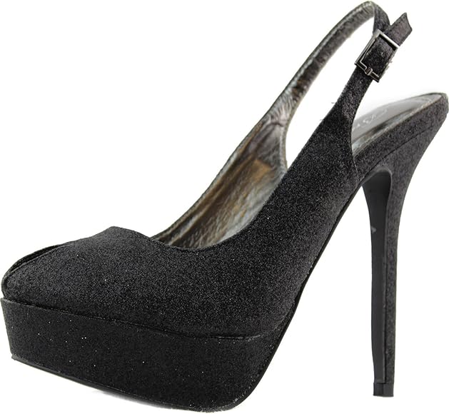 black peep toe slingback pumps