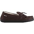 Isotoner Men's Microsuede Moccasin Slippers - Men’s Indoor and Outdoor Sole Slippers, Features Memory Foam for a Customer Fit and Arch Support for All-Day Comfort, Machine Washable