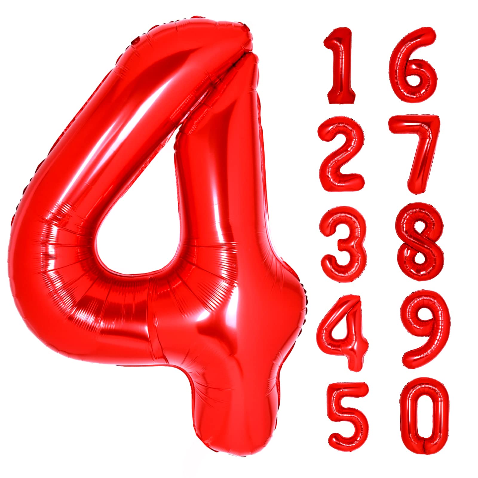 Photo 1 of 40 Inch Giant Red Number 4 Balloon, Helium Mylar Foil Number Balloons for Birthday Party, 4th Birthday Decorations for Kids, Anniversary Party Decorations Supplies (Red Number 4)
